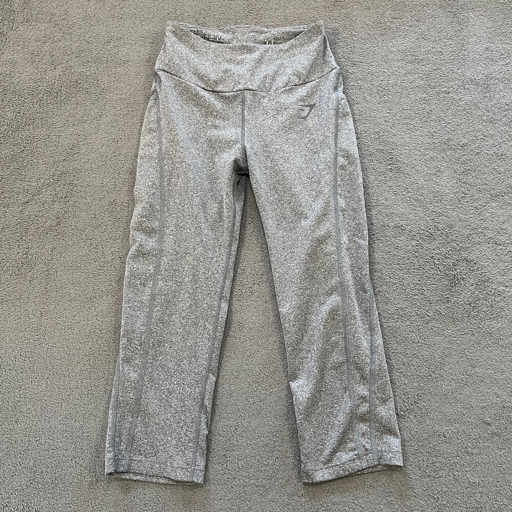 Gymshark Heather Gray Pockets High Rise Yoga Cropped Leggings Women's Size Small